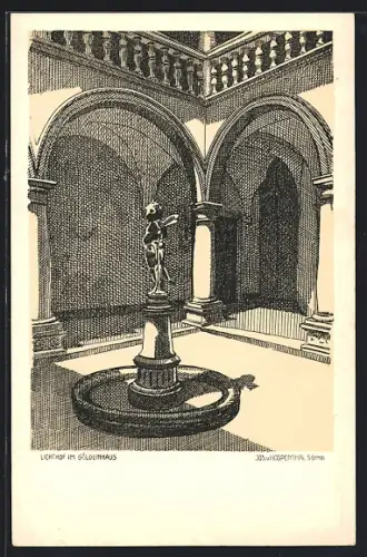 Künstler-AK Alt-Luzern, Lichthof im Göldlinhaus