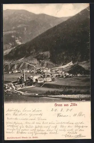 AK Zillis, Teilansicht mit Strassenpartie