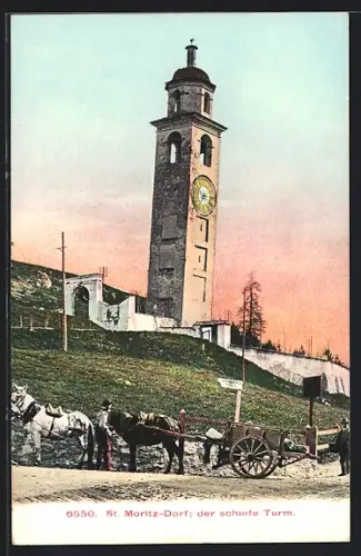 AK St. Moritz-Dorf, der schiefe Turm