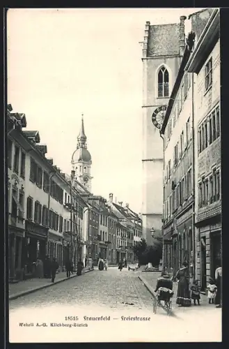 AK Frauenfeld, Freiestrasse mit Geschäften