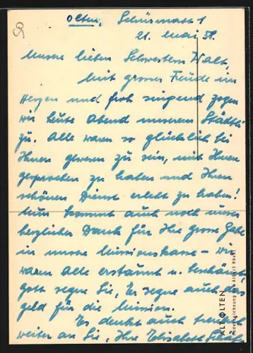 Künstler-AK Alt-Olten, Strassenpartie mit Turm