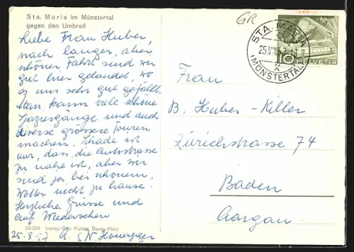 AK Sta. Maria im Münstertal, Teilansicht gegen den Umbrail