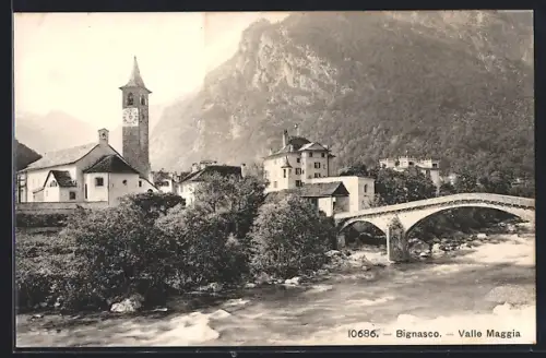 AK Bignasco, Valle Maggia, Blick zum Ort
