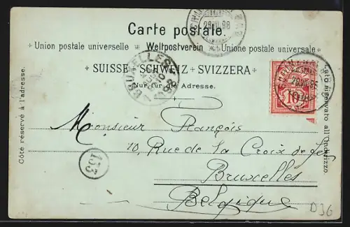 Mondschein-Lithographie Rigi, Hotel bei Vollmond