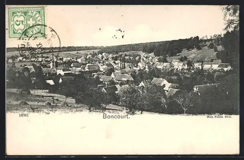 AK Boncourt, Teilansicht mit Kirche