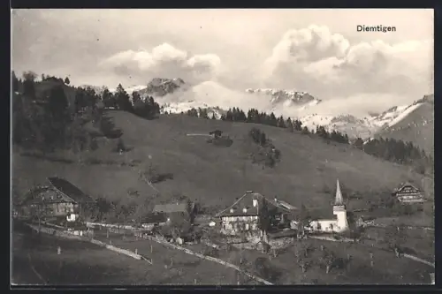 AK Diemtigen, Ortspartie mit Kirche