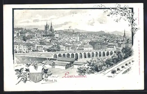 Lithographie Lausanne, Vue Panoramique