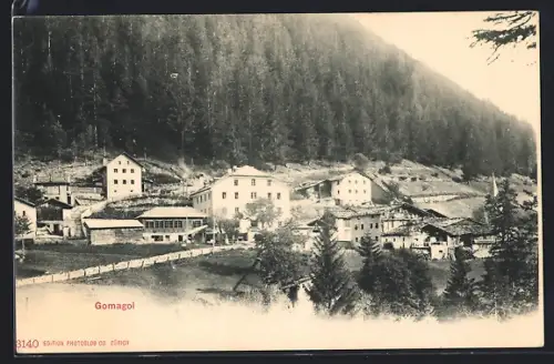 AK Gomagoi, Teilansicht mit Strassenpartie