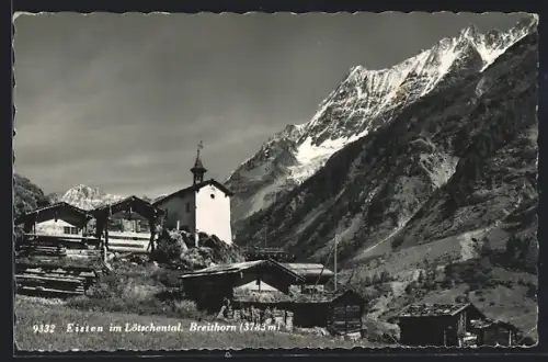 AK Eisten im Lötschental, Kirche mit Breithorn