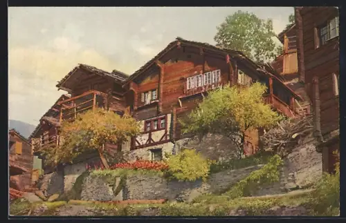 AK Törbel, Holzhäuser, Ortspartie, Serie Von Visp nach Saas-Fee