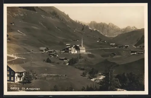 AK St. Antönien, Panorama mit Kirche