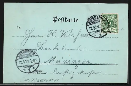 Mondschein-Lithographie Eisenach / Thüringen, Gasthaus Hohe Sonne, Drachen-Schlucht