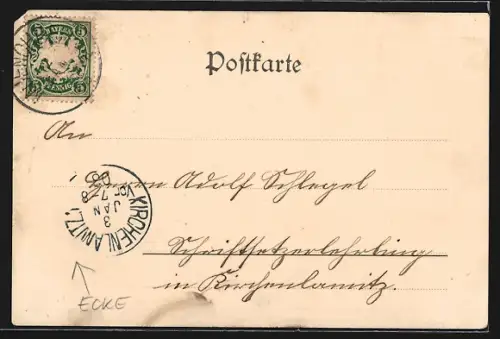 AK Münchberg, Ortspanorama, Kgl. Webschule