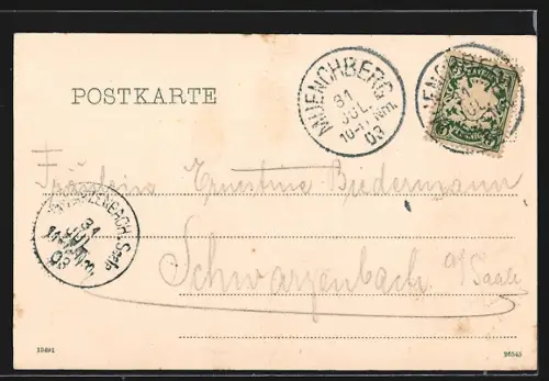 AK Münchberg, Ortsansicht mit Kirche