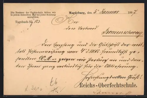 AK Magdeburg, Reichs-Oberfechtschule, Korrespondenzkarte