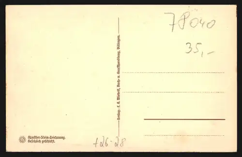 Steindruck-AK Villingen / Baden, Schwedenschanze