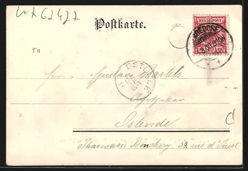 AK Bergedorf, Blick über den Mühlenteich auf Kirche und Holstenstrasse