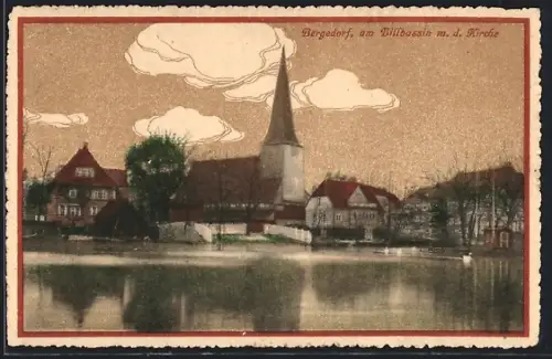 AK Hamburg-Bergedorf, Billbassin mit der Kirche