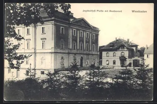 AK Wiesbaden, Jagdschloss Platte mit Restaurant