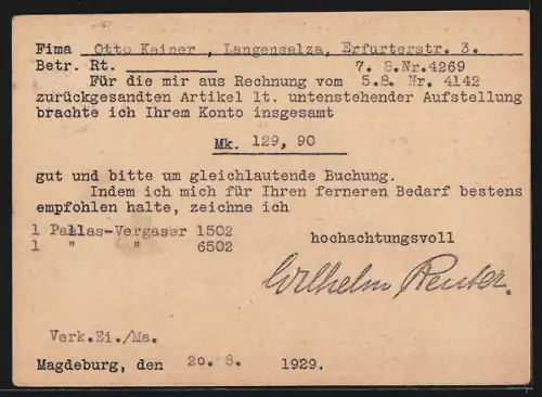 AK Magdeburg, Kraftfahrzeug-Zubehör und Werkzeuge Wilhelm Reuter