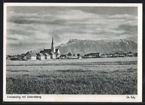 AK Freilassing, Stadtansicht mit Untersberg