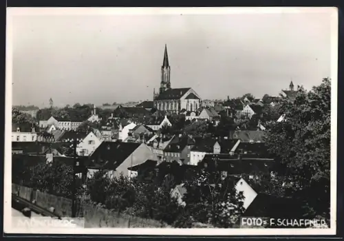 AK Münchberg, Ortsansicht mit Kirche
