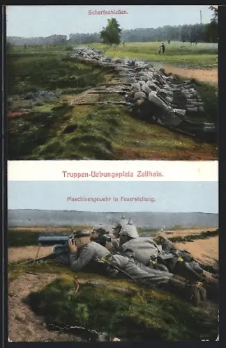 AK Zeithain, Truppen-Übungsplatz, Scharfschiessen, Maschinengewehr in Feuerstellung