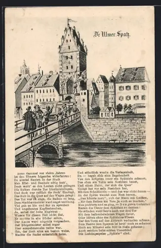 AK Ulm / Donau, Ulmer Spatz, Historische Szene