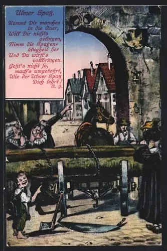 AK Ulm / Donau, Ulmer Spatz und Stadttor