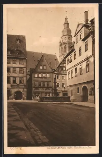 AK Coburg, Rückertstrasse mit Morizkirche