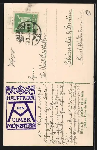 AK Ulm a. D., Münster, Fliegender Spatz