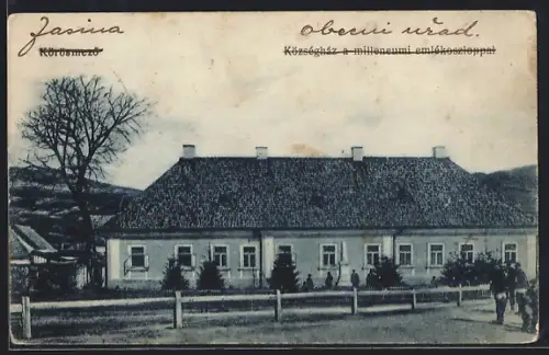 AK Körösmezö, Községház a milleneumi emlékoszloppal