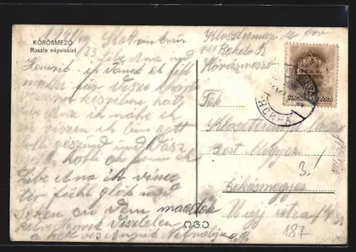 AK Körösmezö, Ruszin népviselet