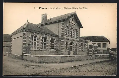 AK Plancy, La Mairie et la Maison d`École des Filles