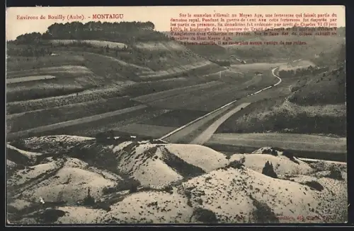 AK Montaigu, Vue des anciennes terrasses et de la route sinueuse vers Bouilly
