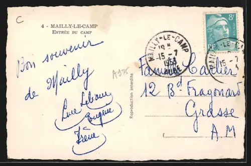 AK Mailly-le-Camp, Entrée du camp et commerces de la rue principale