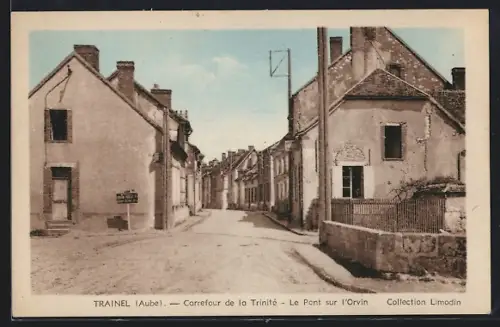AK Trainel /Aube, Carrefour de la Trinité, Le Pont sur l`Orvin