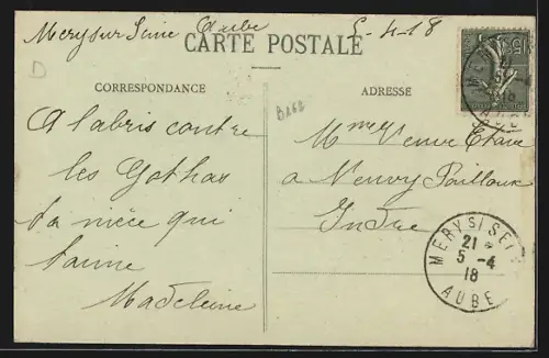 AK Méry-sur-Seine /Aube, Place Croué avec monument de 1789 et bâtiments environnants