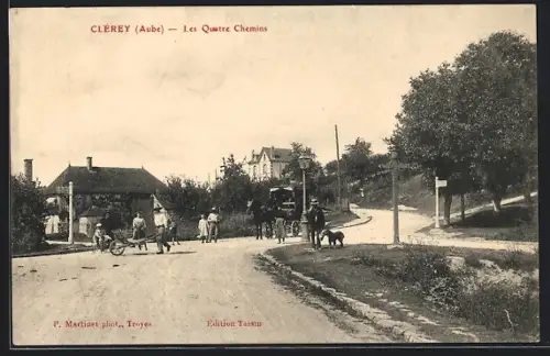 AK Clérey /Aube, Les Quatre Chemins