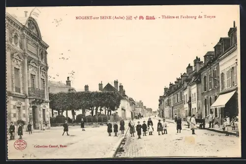 AK Nogent-sur-Seine /Aube, Théâtre et Faubourg de Troyes