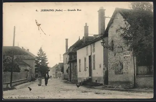 AK Jessains /Aube, Grande Rue avec passants et facades anciennes