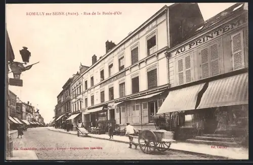 AK Romilly-sur-Seine /Aube, Rue de la Boule-d`Or avec commerces et passants