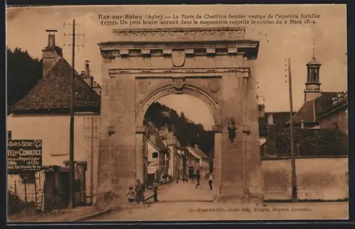 AK Bar-sur-Seine /Aube, La Porte de Chatillon dernier vestige de l`enceinte fortifiée, 1779