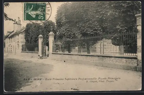 AK Bar-sur-Seine, École Primaire Supérieure Professionnelle, Facade Principale