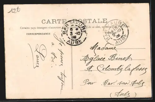 AK Bar-sur-Seine, Faubourg de Troyes avec cyclistes et passants