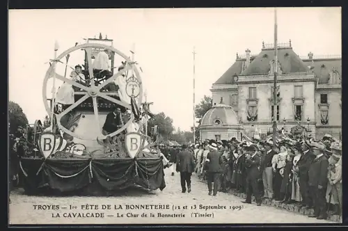 AK Troyes, 1re Fête de la Bonneterie, La Cavalcade, Le Char de la Bonneterie, Tissier