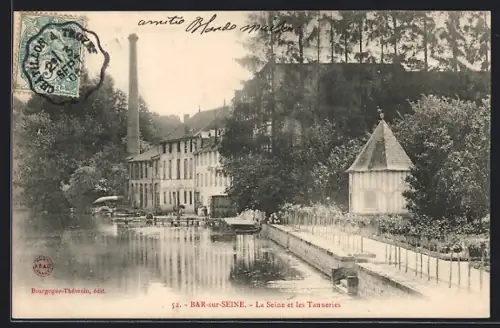 AK Bar-sur-Seine, La Seine et les Tanneries