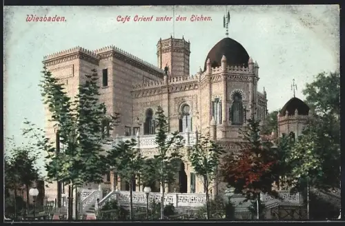 AK Wiesbaden, Cafe Orient unter den Eichen