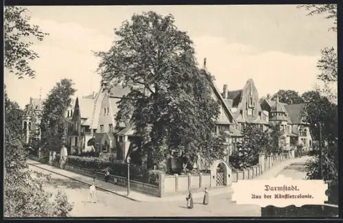 AK Darmstadt, Strassenpartie in der Künstlercolonie