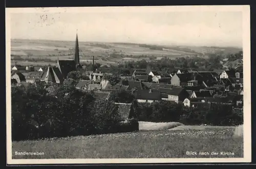 AK Sandersleben, Teilansicht mit Kirche